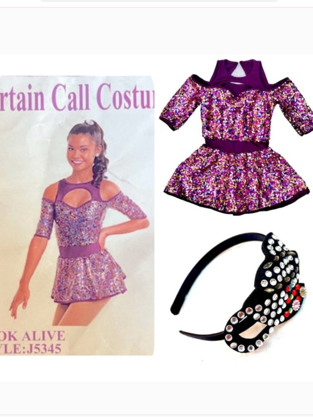 NWT Curtain call costumes sequence performance/dance dress and headband
